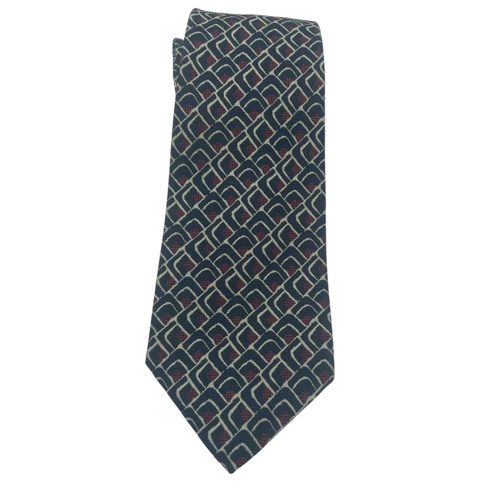 Christian Dior Cravates Red/Black Geometric Sz 3.5x 58" 100% Silk Tie (TB13) - Picture 1 of 3